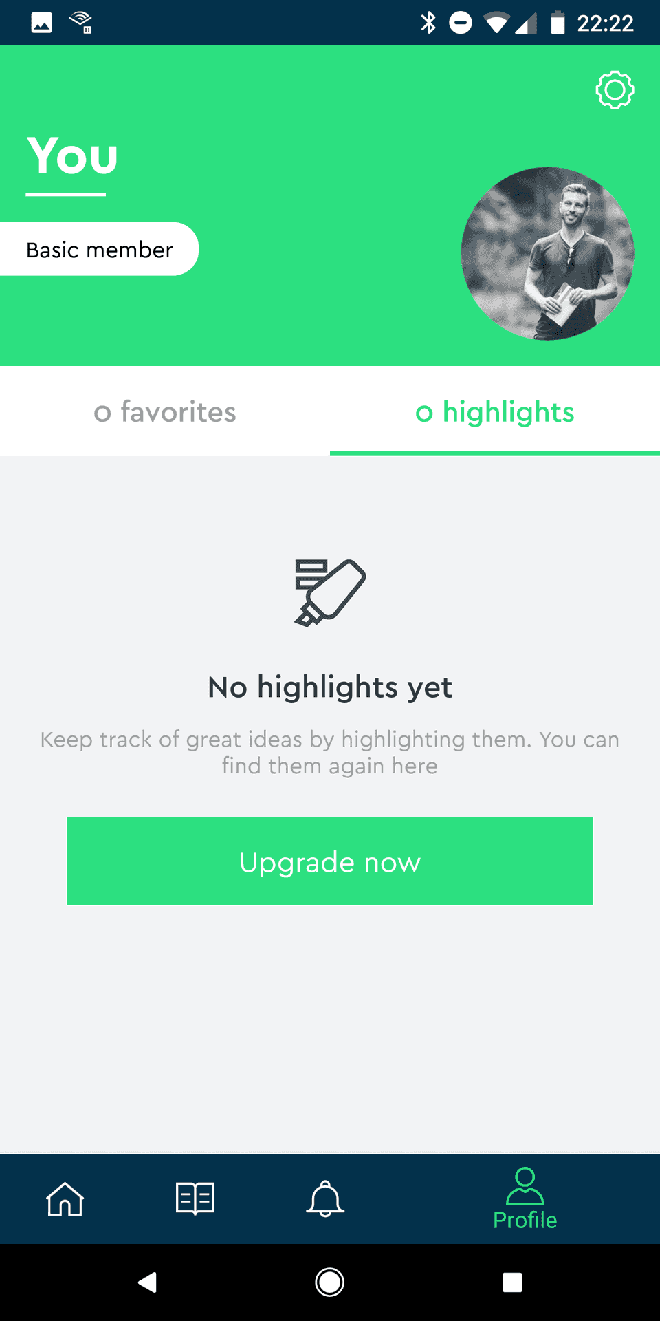 Screenshot of No highlights in Blinkist for Android