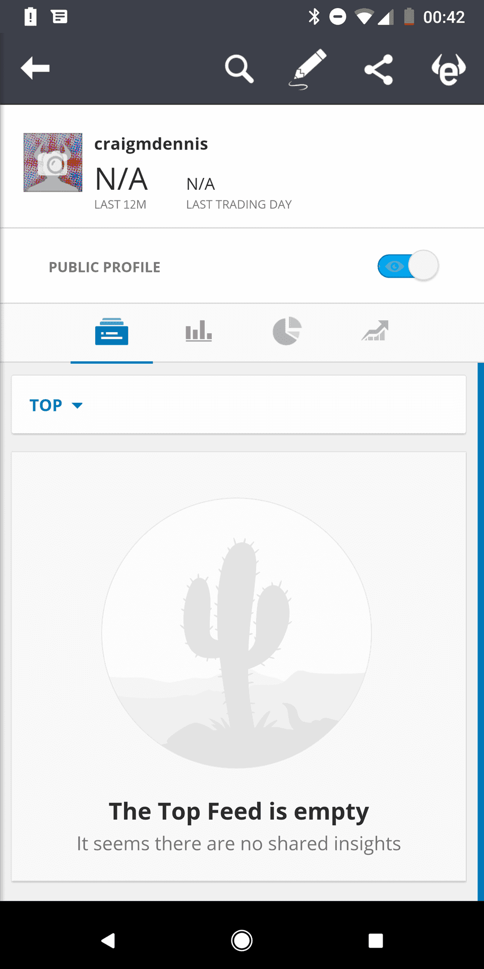 Screenshot of The top feed is empty in eTorrow for Android