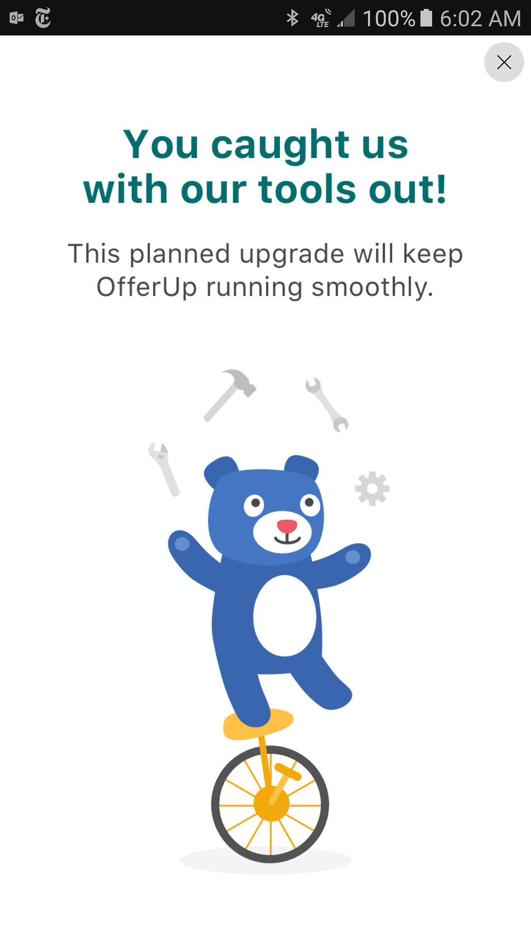 Screenshot of Service is down in OfferUp