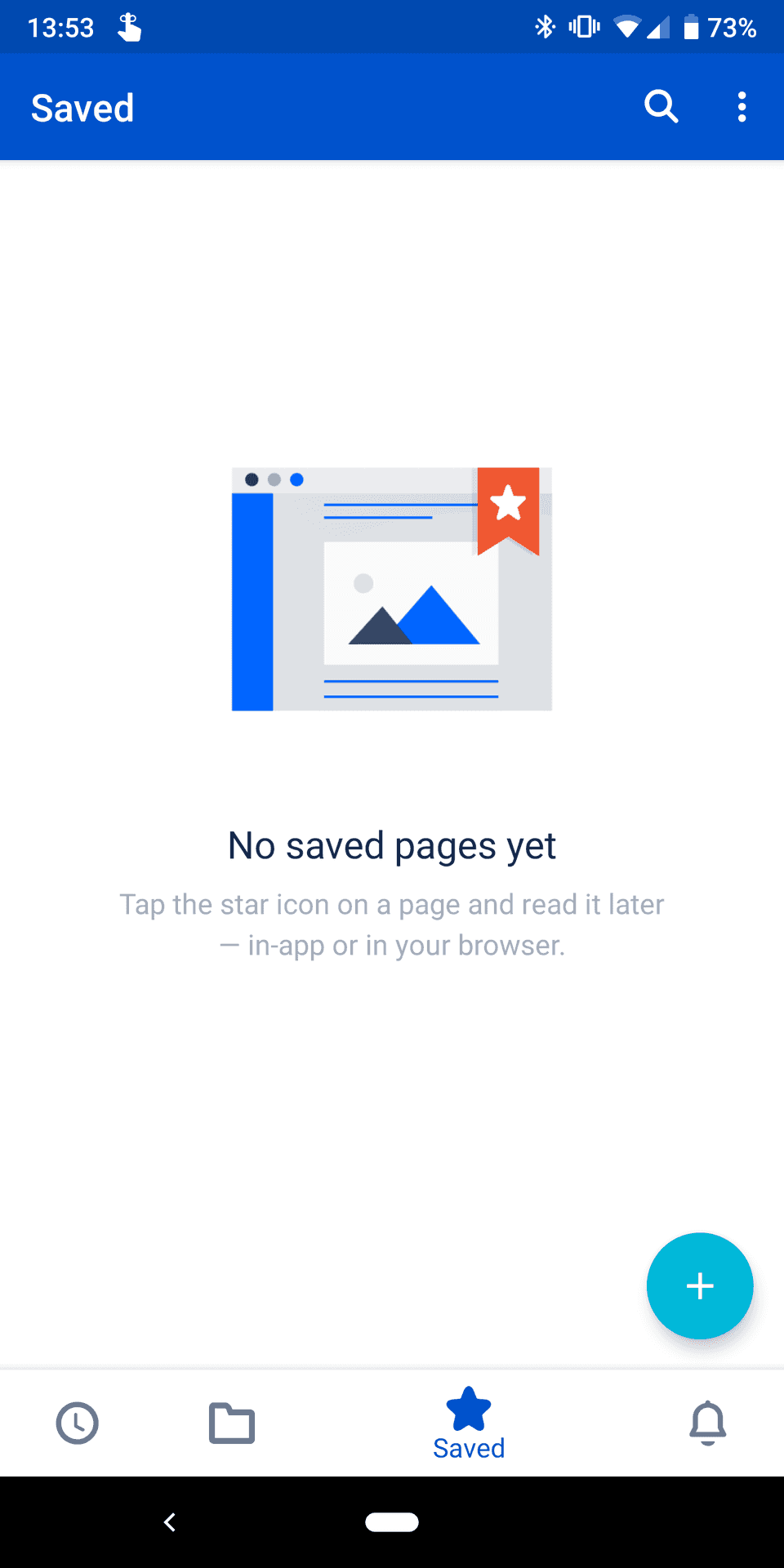 Screenshot of No saved posts in Confluence for Android