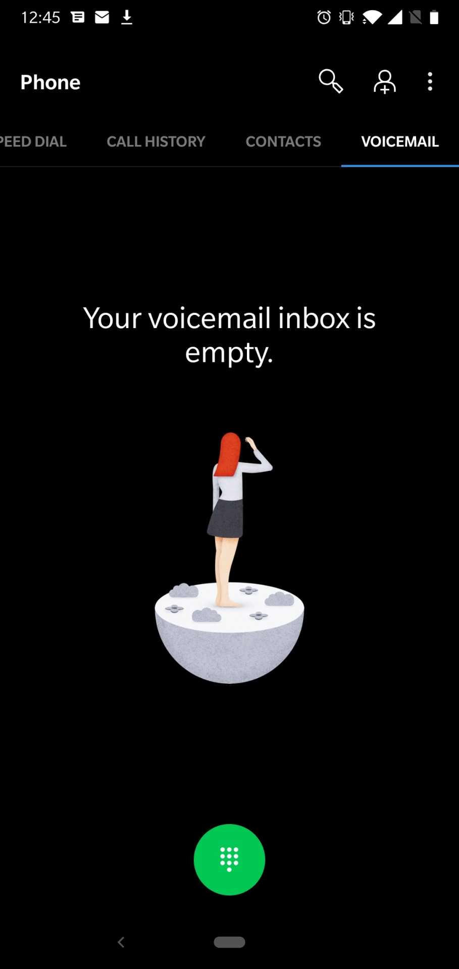 Screenshot of Voicemail inbox is empty in Oxygen OS