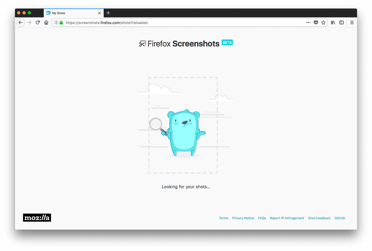 Screenshot of No screenshots have been captured in Firefox Quantum